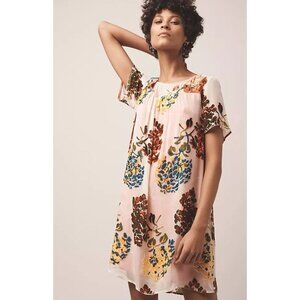 Anthropologie Maeve Flower Market Swing Velvet Burnout Short Sleeve M